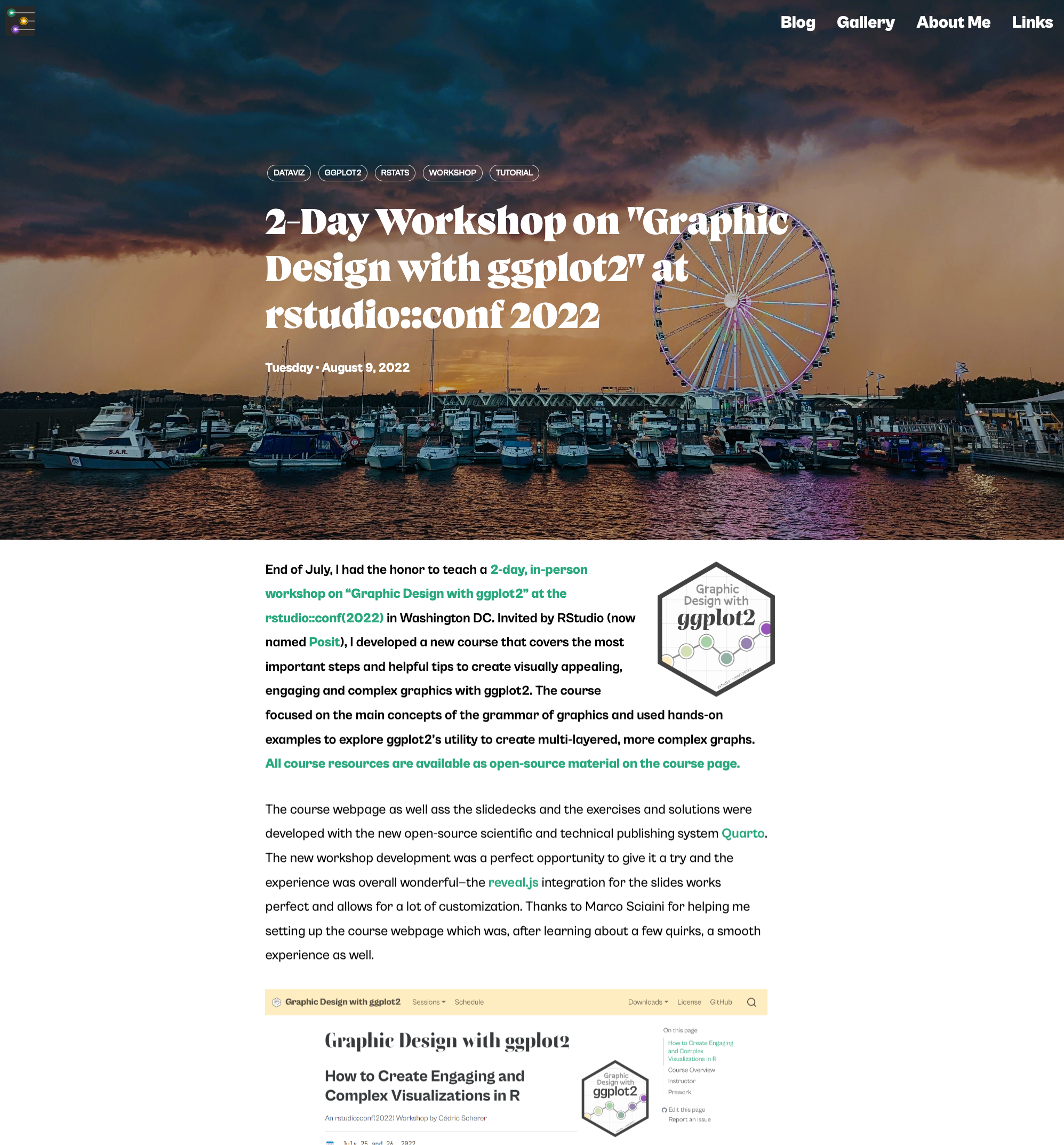 Screenshot of the blog post on the 2-day workshop at rstudio::conf(2022)
